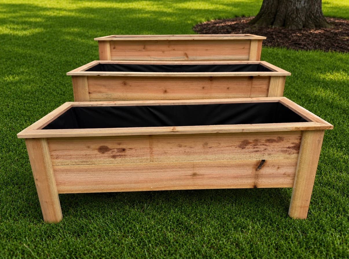Cedar planter box built by Sunrise Wood Creations