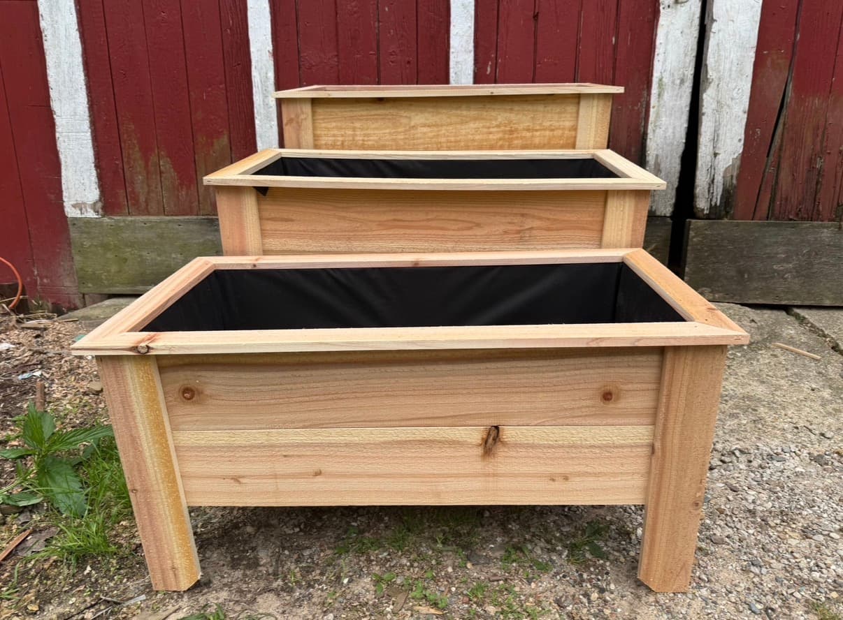 Planter boxes built by Sunrise Wood Creations
